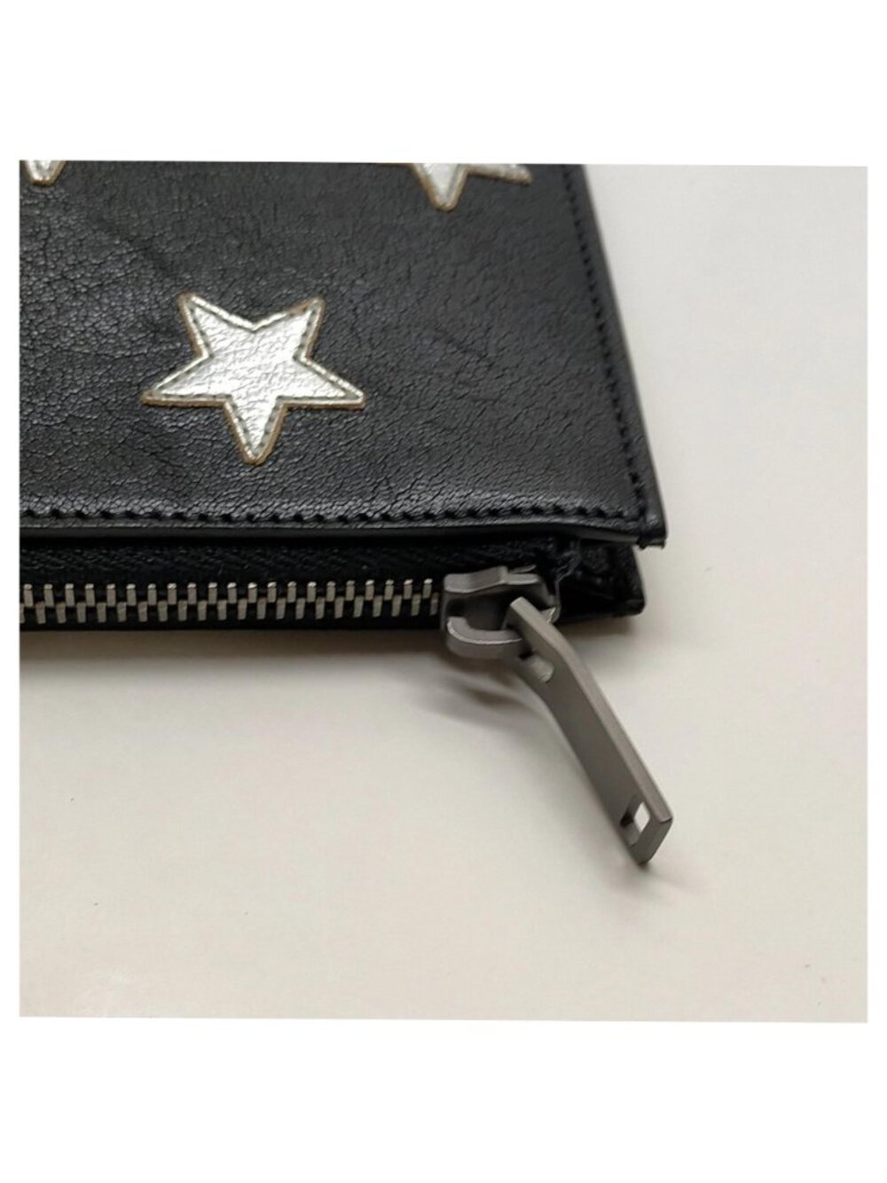 Authentic Saint Laurent Stars Clutch Black Leather Zip Pouch YSL Designer Bag - Picture 10 of 16